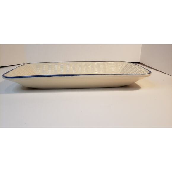 Pfaltzgraff Nordic Christmas Basketweave Bread Platter 12" Holiday Stoneware - Picture 2 of 12